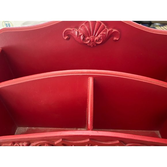 Red mail Organizer Rustic Shabby Chic Distressed Spoon Rack Beach Cottage Countr - Picture 3 of 6